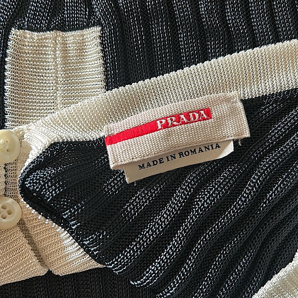Prada Authenticated Navy Blue White Piping Sleeveless Tank Top Shirt **Sz XXS** - Picture 4 of 4